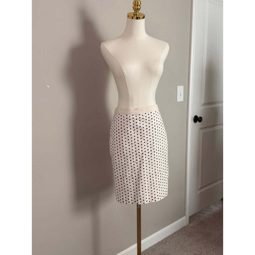 J.Crew No. 2 Pencil Skirt Navy White Polka Dot Cotton Blend Size 2 Lined